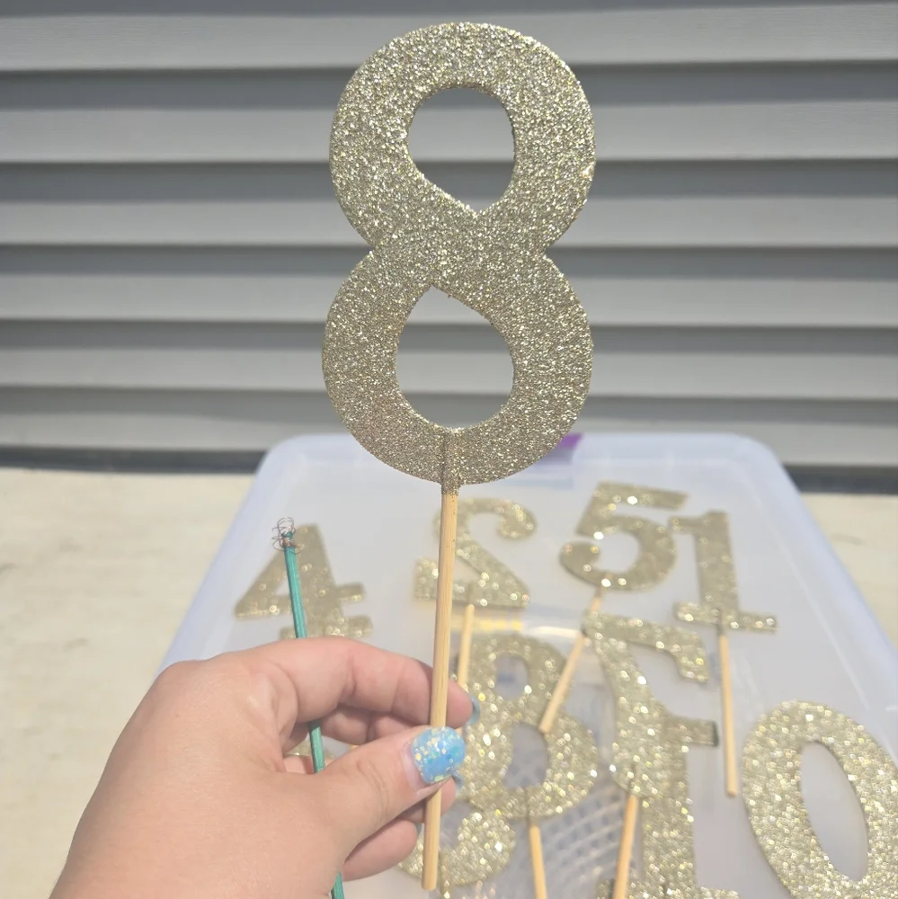 Glitter Gold Number Cake Toppers